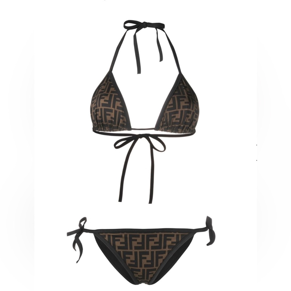 Fendi FF Brown Lycra two piece bikini